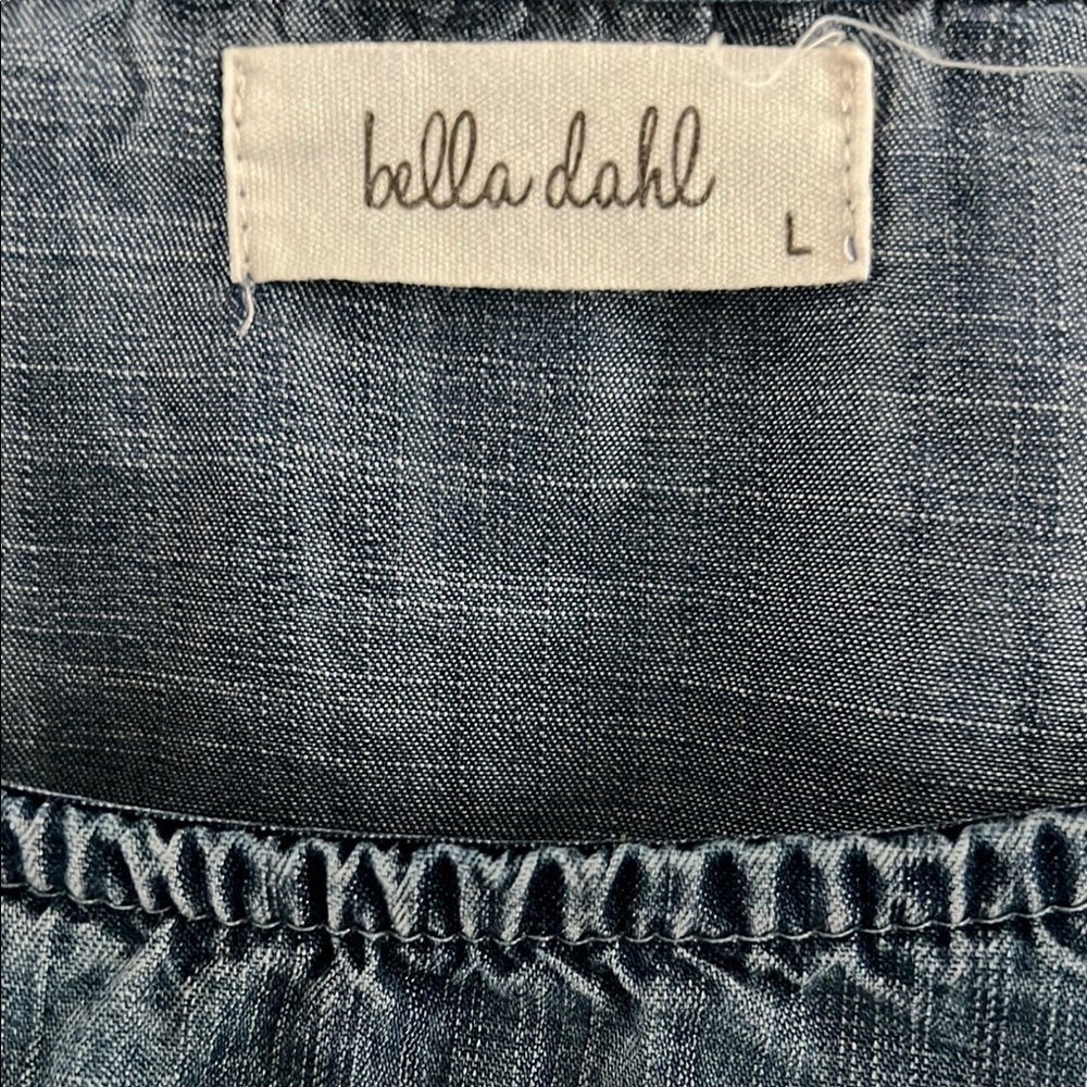 Bella Dahl‎ Bloomingdales Blue Long Lace Up Sleeve Denim Blouse Top Size L - Picture 7 of 9